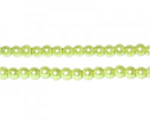 4mm Round Apple Green Glass Pearl Bead, approx. 113 beads