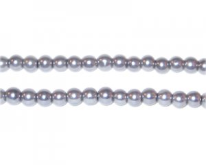 4mm Round Platinum Glass Pearl Bead, approx. 113 beads