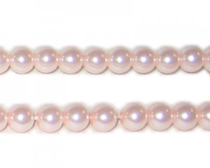 6mm Round Baby Pink Glass Pearl Bead, approx 78 beads