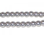 6mm Round Silver Glass Pearl Bead