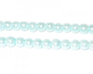 6mm Round Crisp Blue Glass Pearl Bead, approx 78 beads
