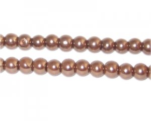 6mm Round Hazelnut Glass Pearl Bead, approx 78 beads