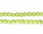 6mm Round Apple Green Glass Pearl Bead, approx 78 beads
