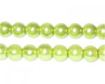 8mm Round Apple Green Glass Pearl Bead, approx. 56 beads