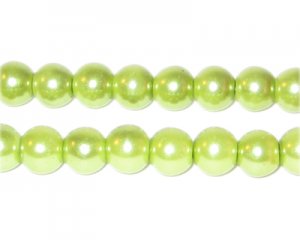 8mm Round Apple Green Glass Pearl Bead, approx. 56 beads