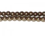 8mm Antique Gold Glass Pearl Bead, approx. 56 beads