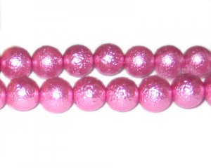 12mm Hot Pink Rustic Glass Pearl Bead, approx. 17 beads