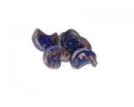 20 x 14mm Blue Foil Wavy Handmade Lampwork Glass Beads, 5 beads