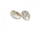 22 x 14mm White Foil Oval Glass Lampwork Bead, 2 beads 22 x 14mm White Foil Oval Glass Lampwork Bead, 2 beads
