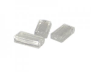 26 x 12mm White Foil Rectangle Glass Lampwork Bead, 3 beads