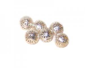 12mm Round Silver Filigree Metal Beads, approx. 20 beads