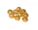 8mm Round Gold Filigree Metal Beads, approx. 35 beads