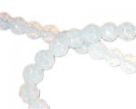8mm Milky White Faceted Round Synthetic Jade Bead, 13" string