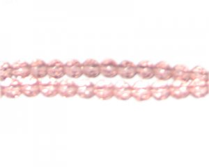 6mm Pink Faceted Round Glass Bead, 13" string
