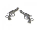 22 x 14mm Silver Gun Metal Charm, 4 charms 22 x 14mm Silver Gun Metal Charm, 4 charms
