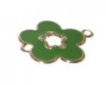 34 x 40mm Green Thin Enamel Flower Pendant / Link 34 x 40mm Green Thin Enamel Flower Pendant / Link