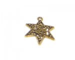 18 x 22mm Antique Gold Star of David Pendant - 2 charms