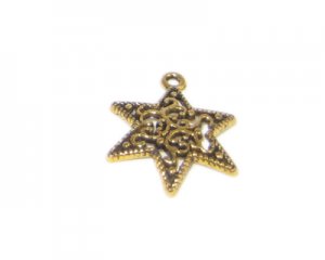 18 x 22mm Antique Gold Star of David Pendant - 2 charms