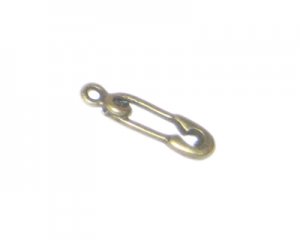 6 x 18mm Bronze Safety Pin Metal Charm - 4 charms