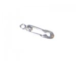6 x 18mm Antique Silver Safety Pin Metal Charm - 4 charms