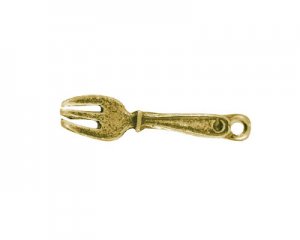 6 x 26mm Antique Gold Fork Metal Charm - 4 charms