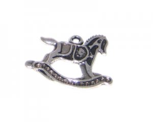 26 x 30mm Silver Rocking Horse Pendant, fits 1mm rhinestone