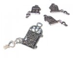 18 x 10mm Silver Home Sweet Home Door with Key Metal Charm, 3 ch 18 x 10mm Silver Home Sweet Home Door with Key Metal Charm, 3 ch