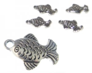 16 x 12mm Silver Fish Metal Charm, 4 charms
