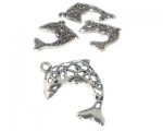 28 x 22mm Silver Dolphin Metal Charm, 3 charms