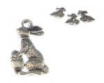 18 x 12mm Silver Easter Bunny with Egg Metal Charm, 3 charms