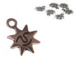 14 x 10mm Silver Smiling Sun Metal Charm, 6 charms