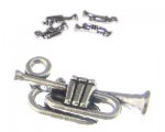 18 x 8mm Silver Trumpet Metal Charm, 4 charms