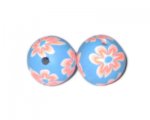 20mm Turquoise Floral Polymer Clay Bead, 10 beads 20mm Turquoise Floral Polymer Clay Bead, 10 beads