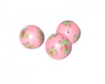 14mm Pink Floral Polymer Clay Bead, 10 beads 14mm Pink Floral Polymer Clay Bead, 10 beads