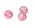14mm Bubblegum Floral Polymer Clay Bead, 10 beads 14mm Bubblegum Floral Polymer Clay Bead, 10 beads