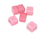 8mm Pink Striped Polyresin Cube Bead, approx. 43 beads 8mm Pink Striped Polyresin Cube Bead, approx. 43 beads