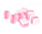 8mm Light Pink Striped Polyresin Cube Bead, approx. 43 beads 8mm Light Pink Striped Polyresin Cube Bead, approx. 43 beads