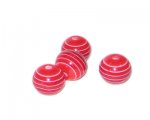 10mm Red Striped Polyresin Bead, approx. 35 beads 10mm Red Striped Polyresin Bead, approx. 35 beads