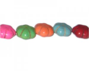 18mm Color Dyed Turquoise Flower Charm, 16" string