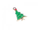 14 x 24mm Green Enamel Christmas Tree Charm