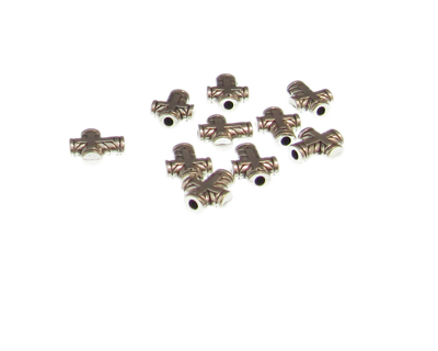 10 x 8mm Cross Silver Metal Bead, 10 beads