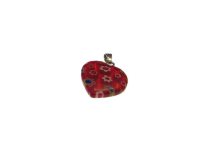 (image for) 20mm Red Millefiori Heart Glass Pendant