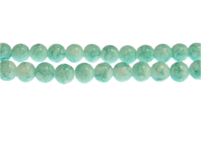 8mm Soft Aqua Marble-Style Glass Bead, approx. 55 beads