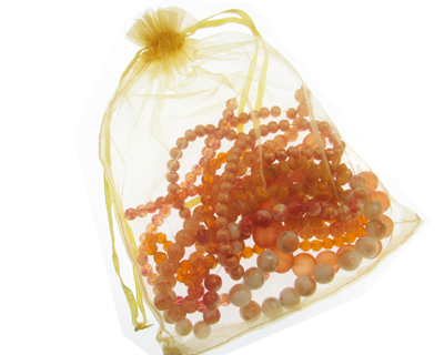 Orange Bead Bundle: 8 Strings + Findings