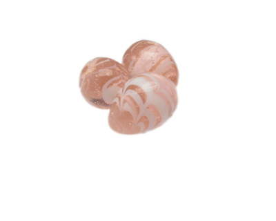 24 x 18mm Peach Pattern Lampwork Egg Glass Bead, 5 beads, NO Hol