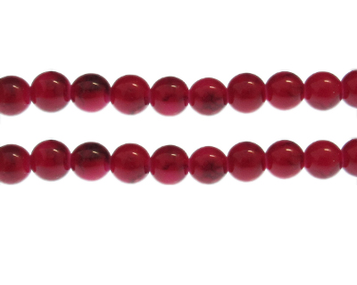 10mm Red Marble-Style Glass Bead, approx. 22 beads
