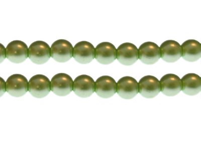 10mm Soft Green Glass Pearl Bead, approx. 22 beads