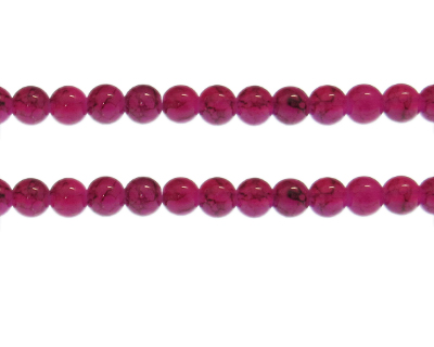 (image for) 8mm Crimson Marble-Style Glass Bead, approx. 53 beads - Click Image to Close