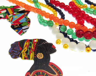 Africa Bundle: 6 Strings, Wooden Pendants + Findings