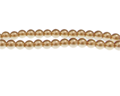 6mm Pale Gold Glass Pearl Bead, approx 78 beads